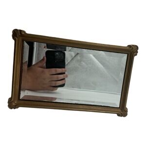 Vintage HOMCO Beveled Gold Vanity Wall Mirror Hollywood  #2623 USA 1985 10" x 6"